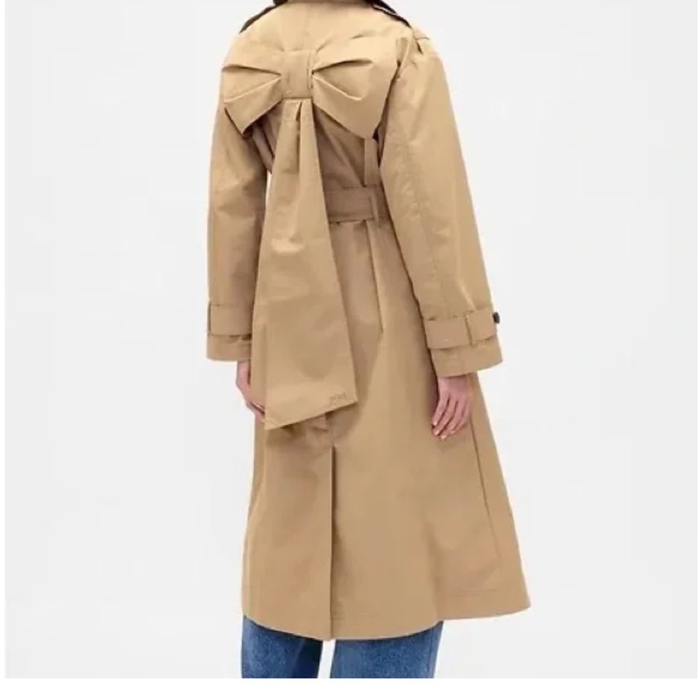 GAP x Sandy Liang Tan Trench Coat with Bow Accent
